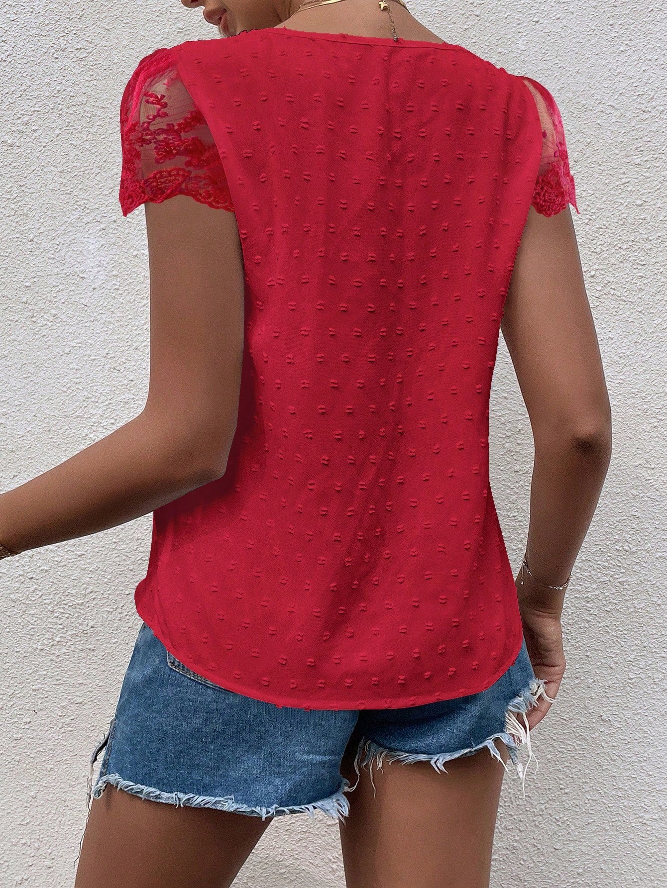 Blusa Ponto suíço Detalhe de renda guipir